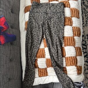 Athleta Leopard Print Pants - Gray and Black